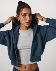 Restore Mini Full Zip Hoodie Ocean Blue Oversized Hoodie | Vuori sale