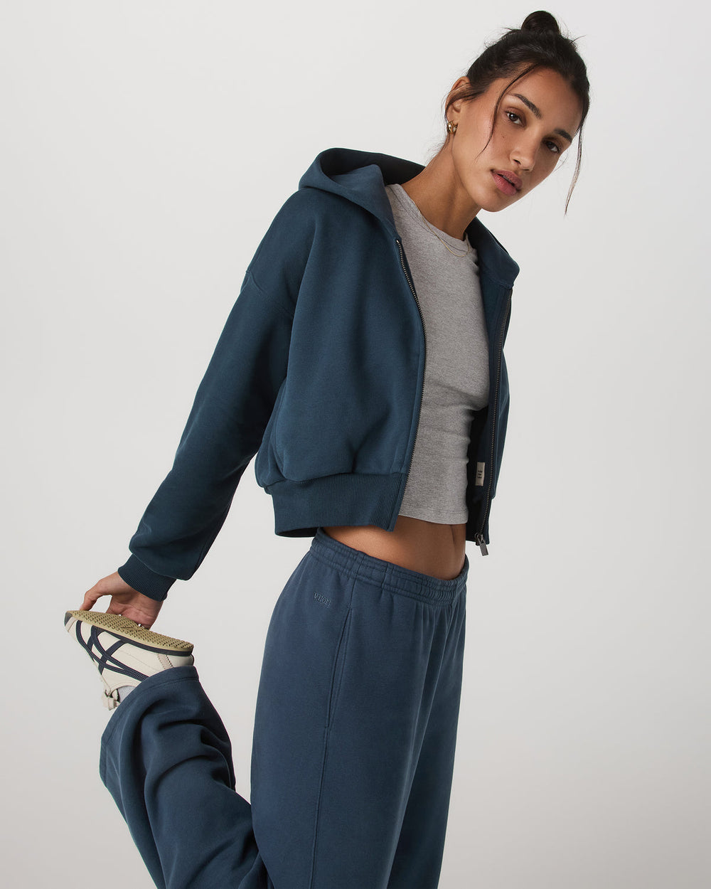 Restore Mini Full Zip Hoodie Ocean Blue Oversized Hoodie | Vuori sale