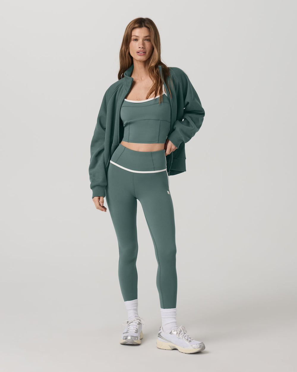 Restore Double Zip Sweatshirt Agate Green Full-Zip Fleece | Vuori outlet