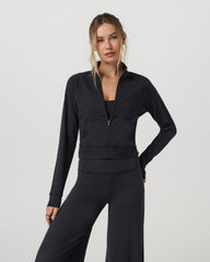 Halo Mini Track Jacket Women's Solid Black Cropped Zip-Up | Vuori shop