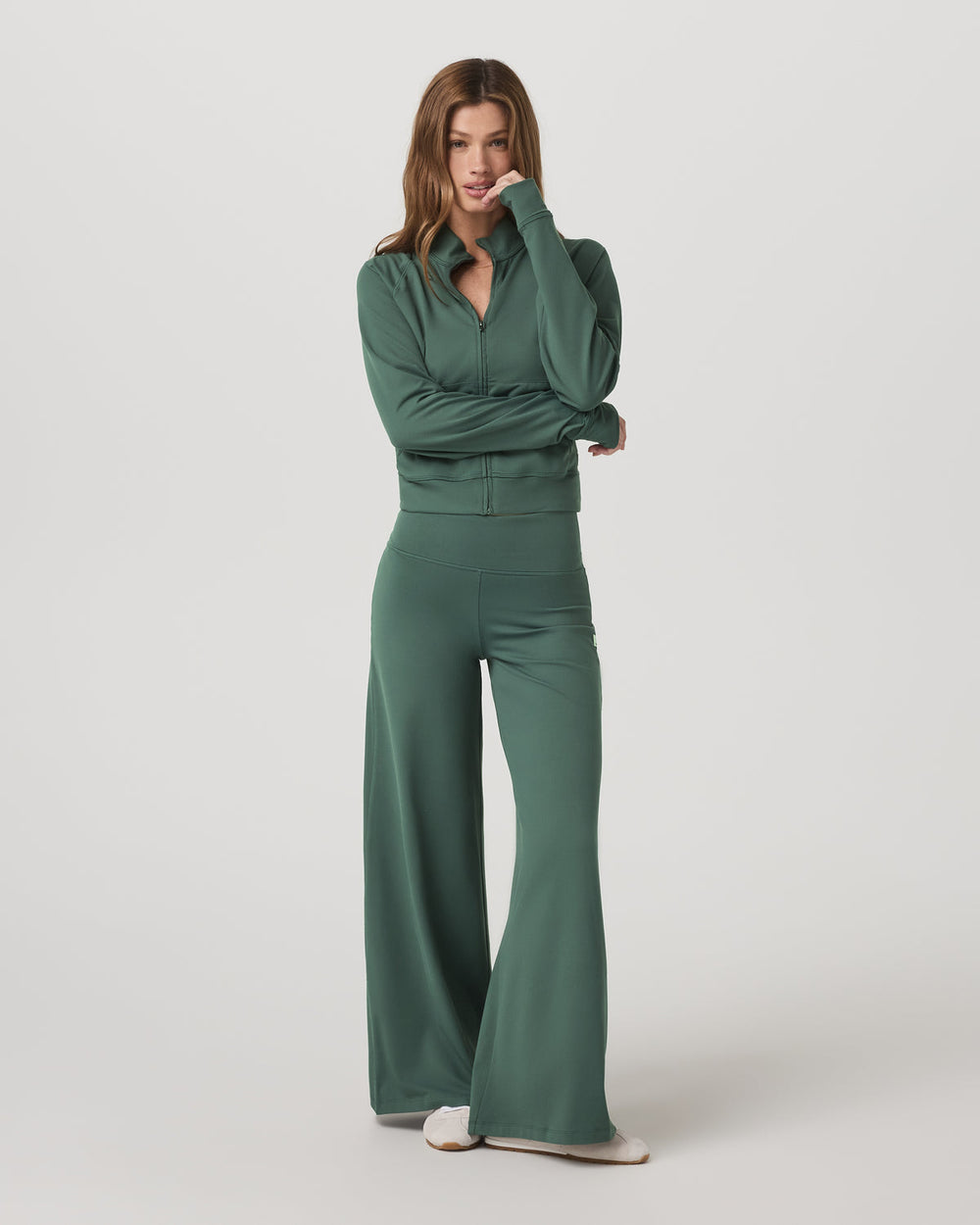 Halo Mini Track Jacket Women's Agate Green Cropped Zip-Up | Vuori onsale