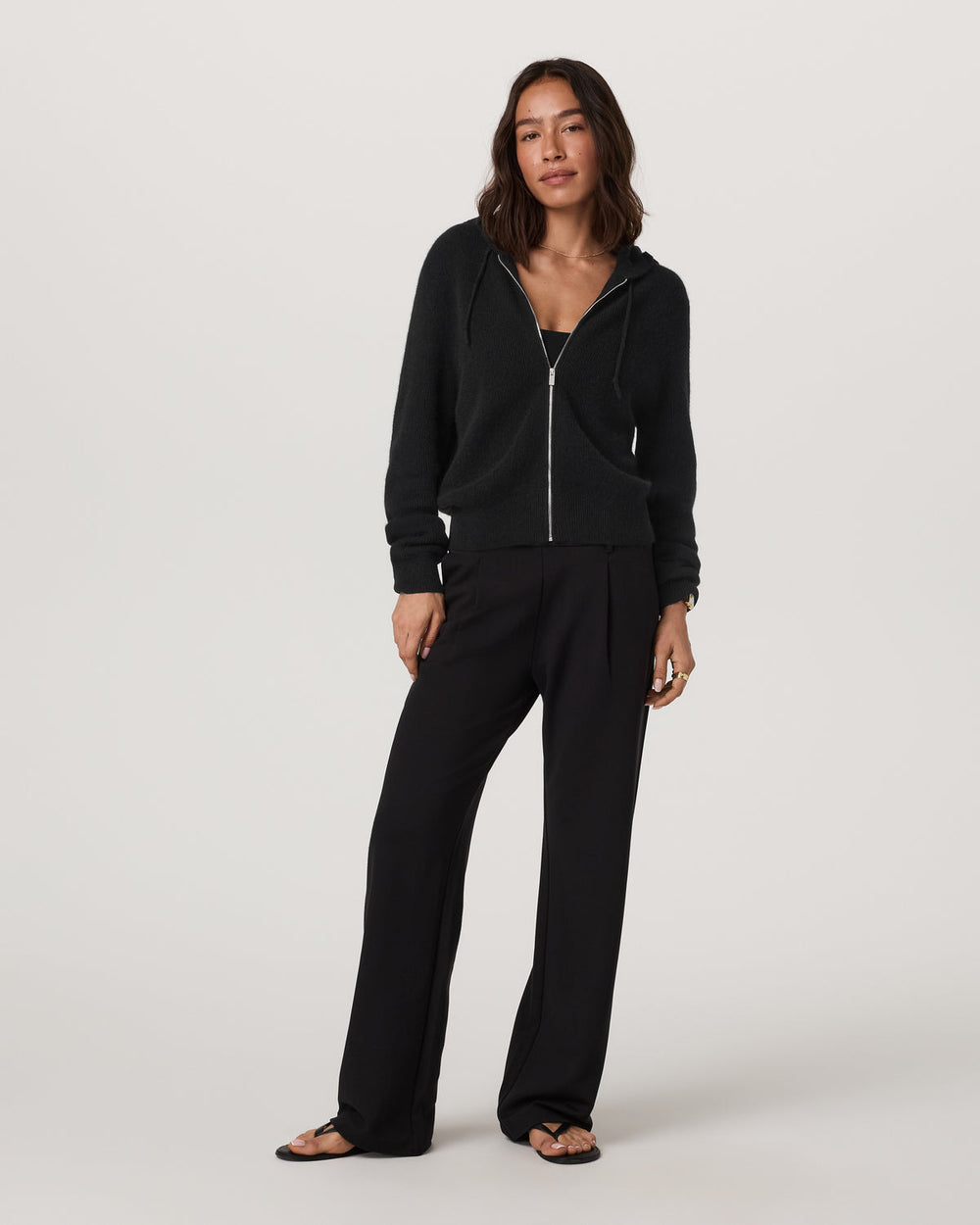 Émilie Cashmere Hoodie Women's Black Zip | Vuori for sale