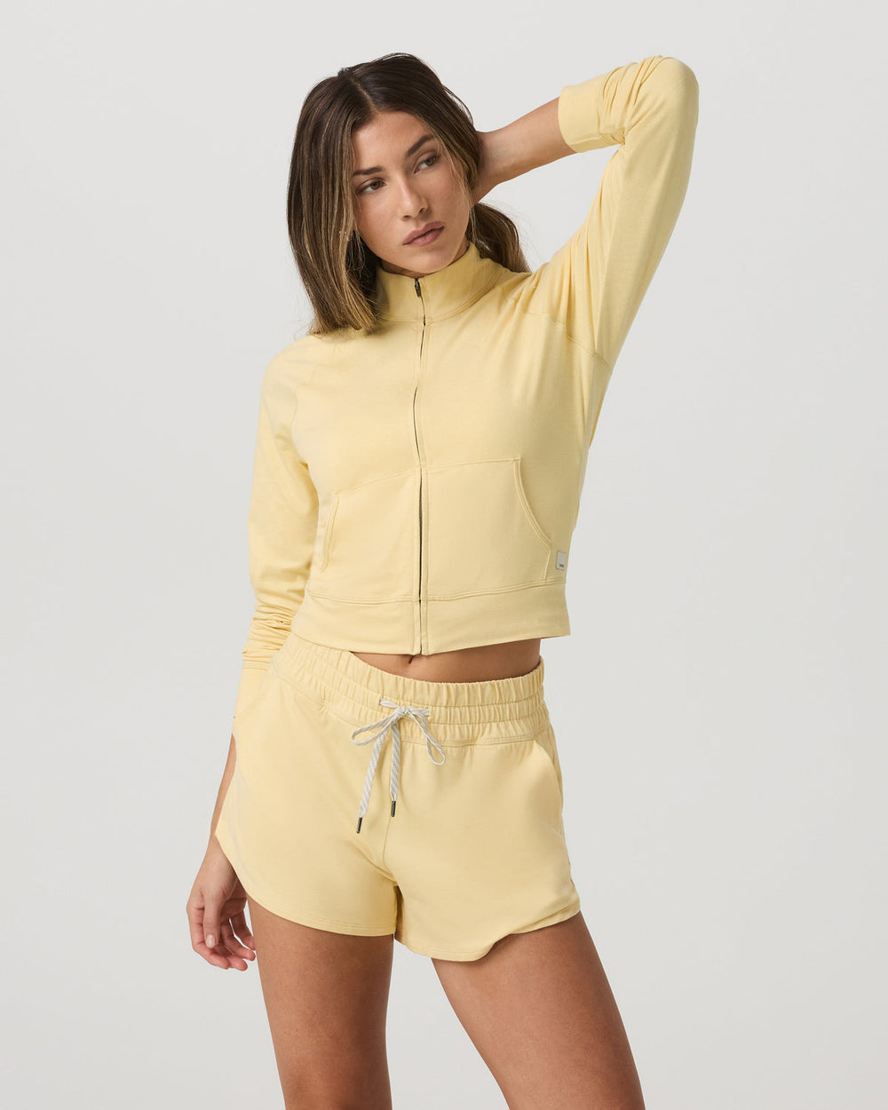 Halo Mini Track Jacket Lemon Snap Heather Cropped Zip-Up | Vuori online