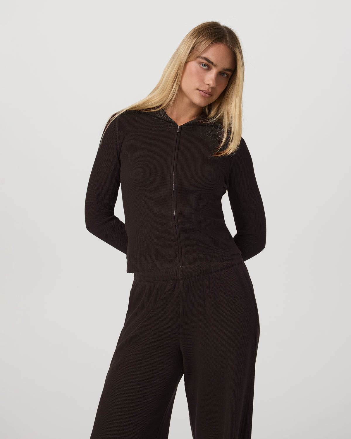 Waffle Full Zip Hoodie Women's Dark Java Hoodie | Vuori discount