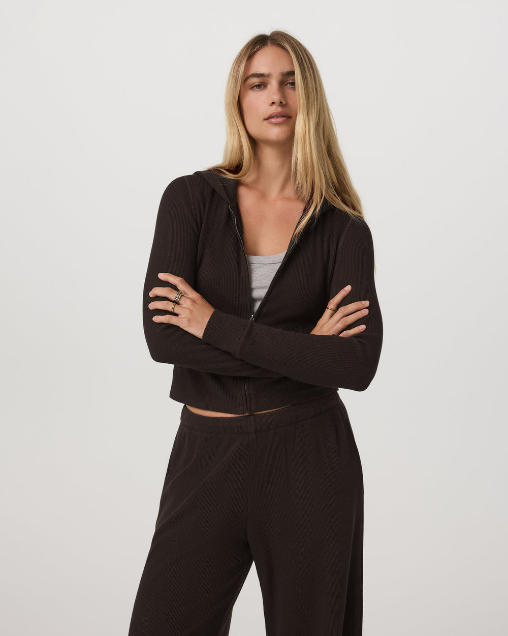 Waffle Full Zip Hoodie Women's Dark Java Hoodie | Vuori discount