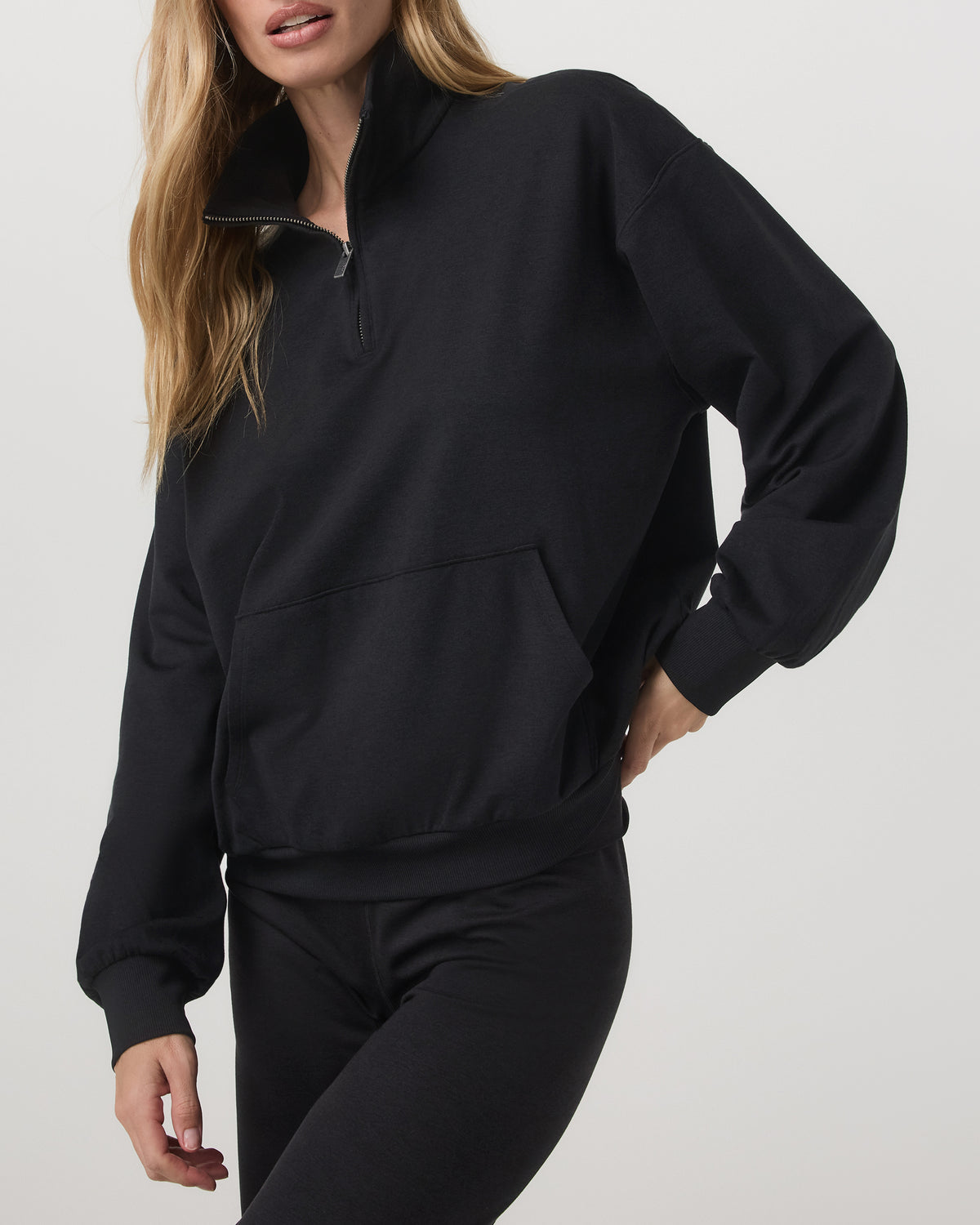 Granite Half Zip Black Heather Pullover Sweatshirt | Vuori sale