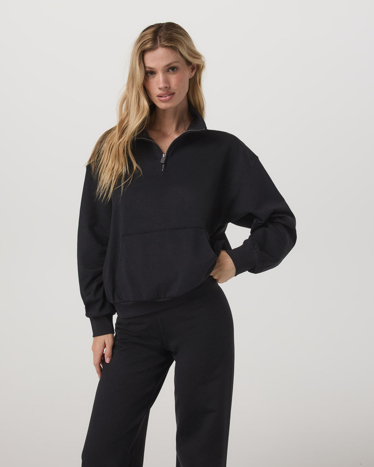 Granite Half Zip Black Heather Pullover Sweatshirt | Vuori sale