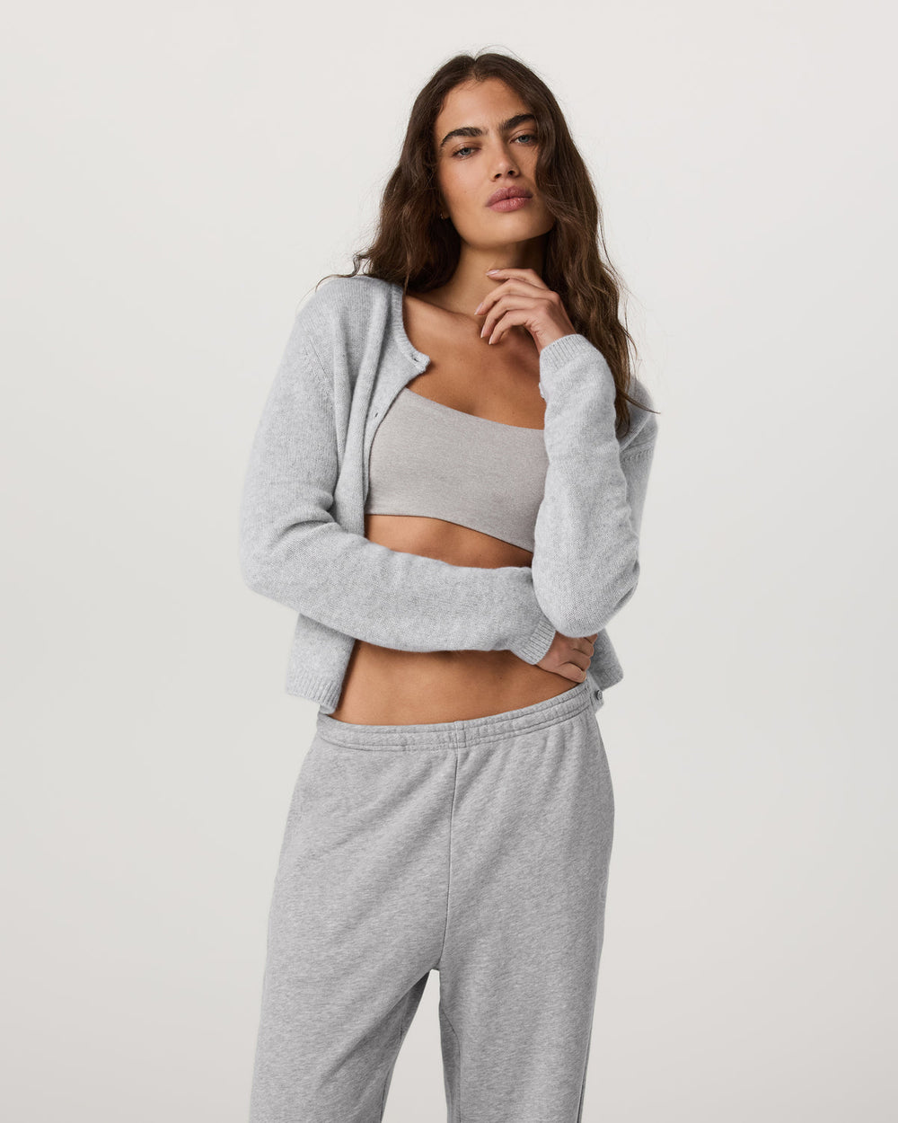 Émilie Cashmere Cardi Women's Pale Grey Heather | Vuori onsale