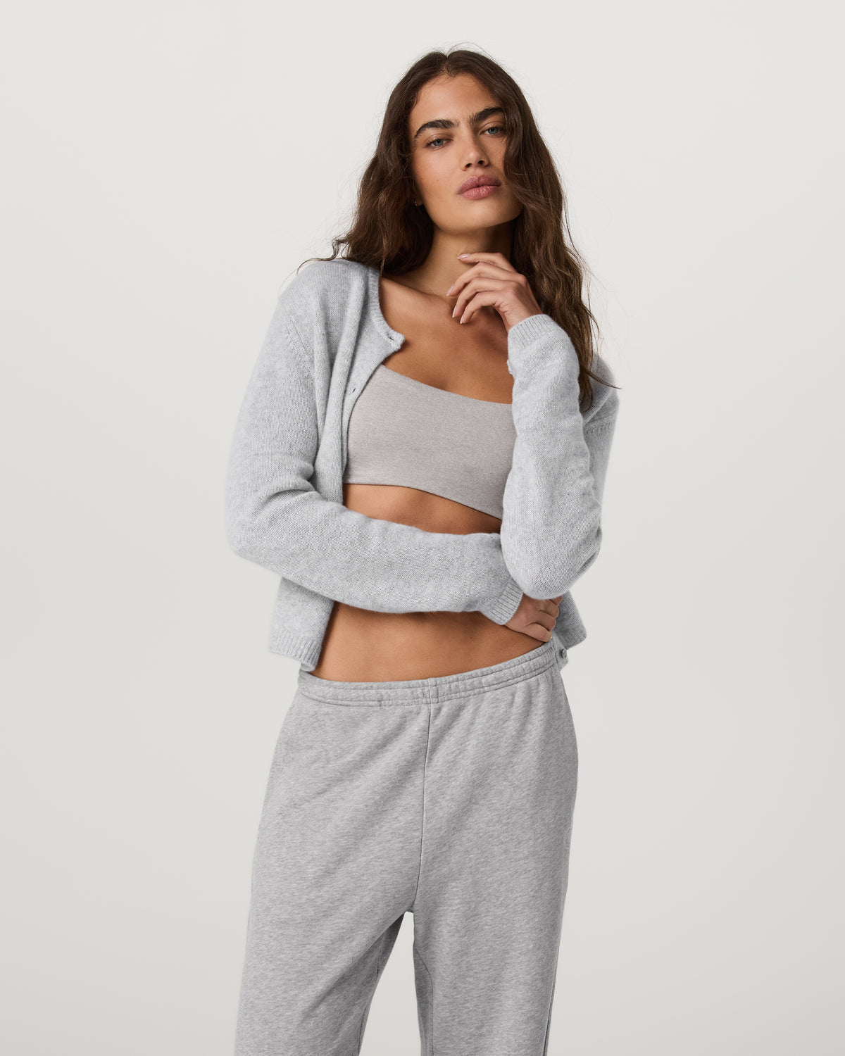 Émilie Cashmere Cardi Women's Pale Grey Heather | Vuori onsale