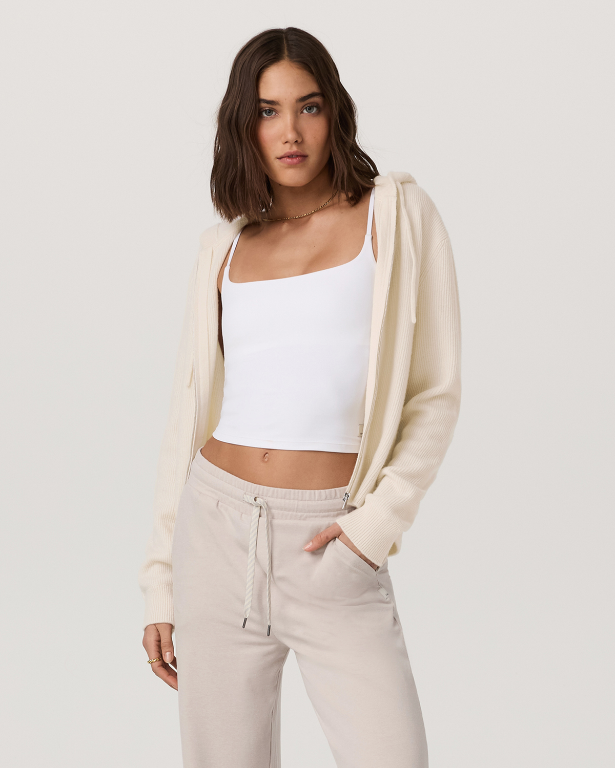 Émilie Cashmere Hoodie Women's Porcelain Zip | Vuori shop