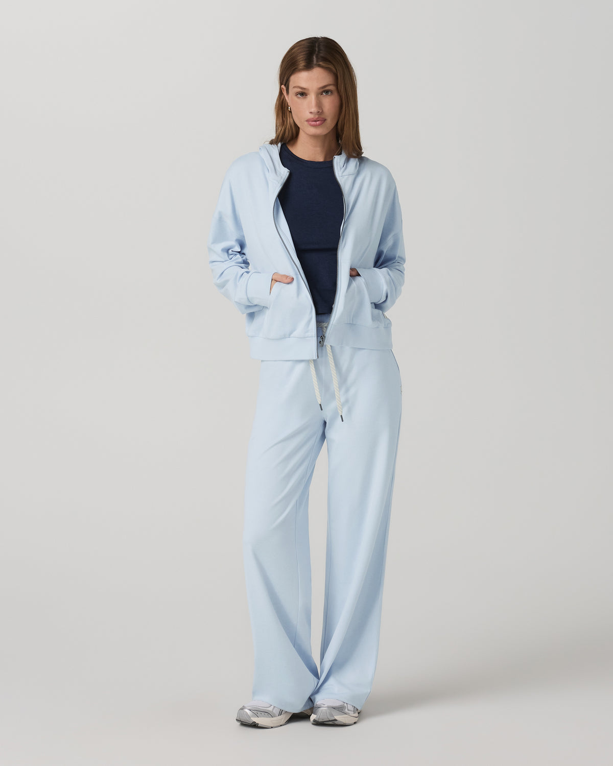 Women's Halo Modern Full Zip Hoodie Soft Sky Heather | Vuori sale