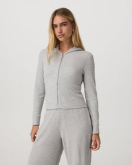 Waffle Full Zip Hoodie Women's Light Grey Hoodie | Vuori for sale