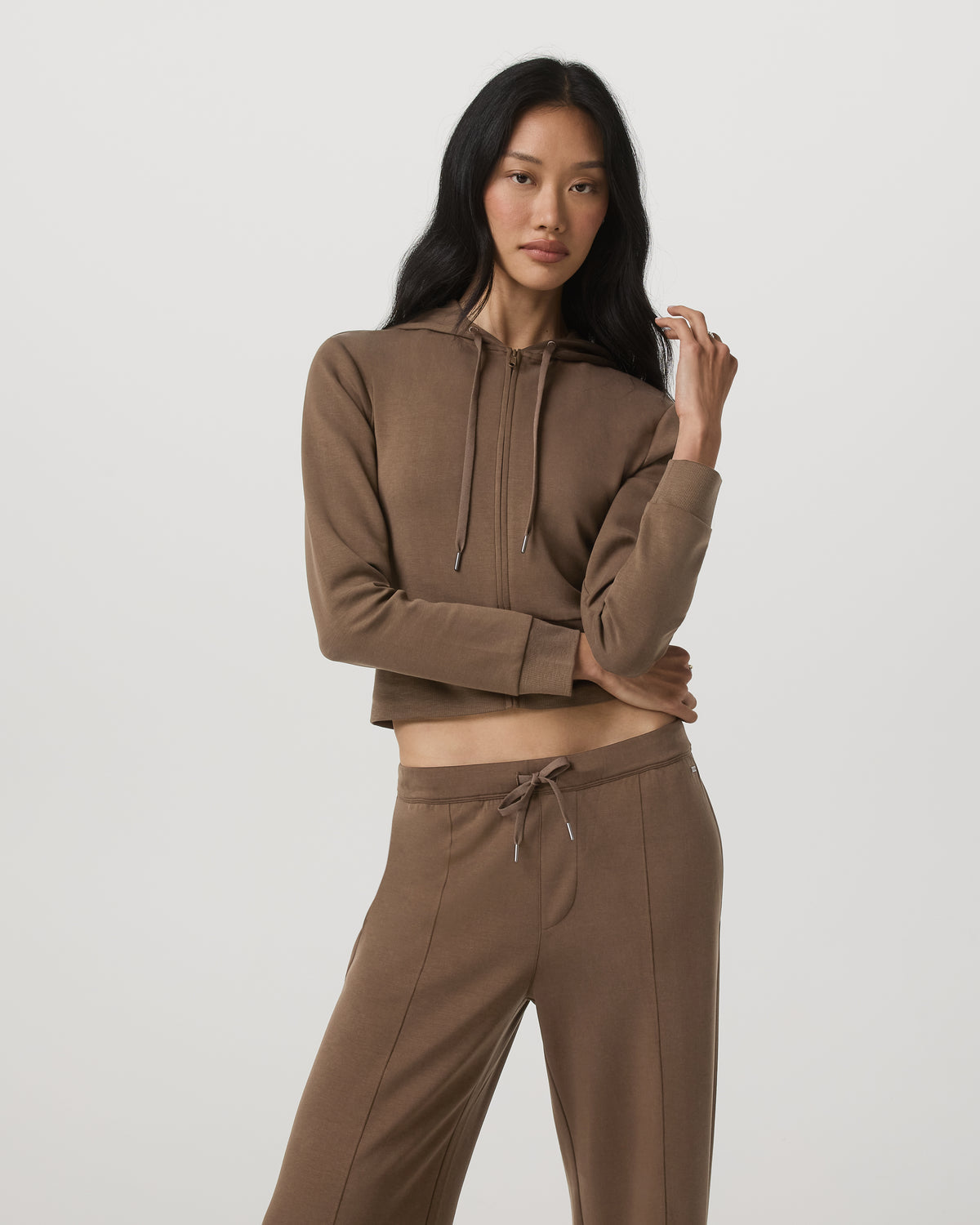Compose Full Zip Hoodie Women's Espresso Zip-Up Jacket | Vuori outlet