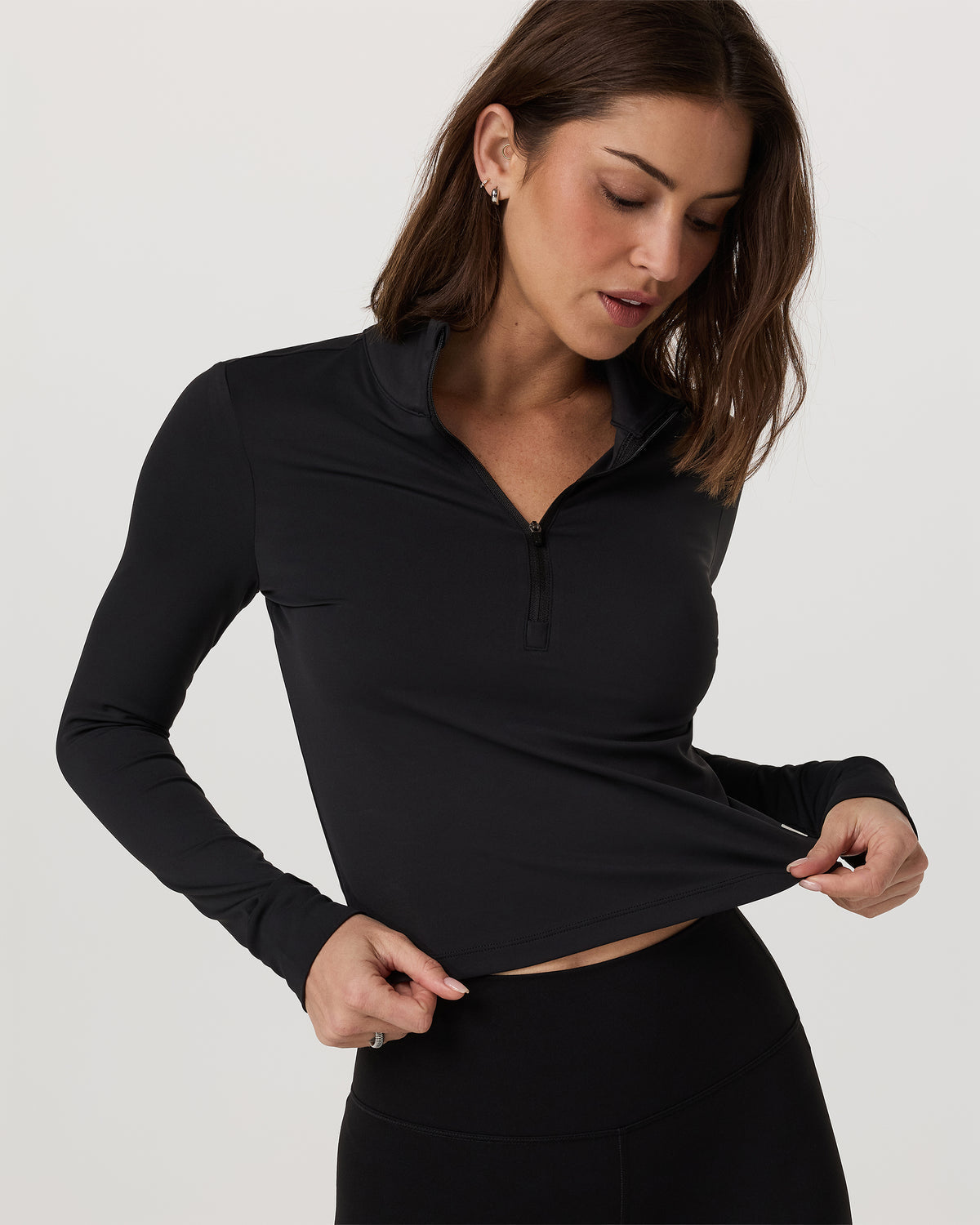 Studio Half Zip Women's Black Workout Jacket | Vuori for sale