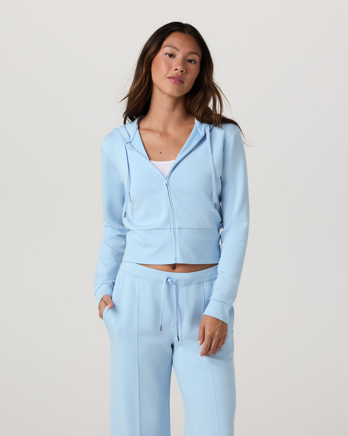 Compose Full Zip Hoodie Women's Crystal Blue Jacket | Vuori shop