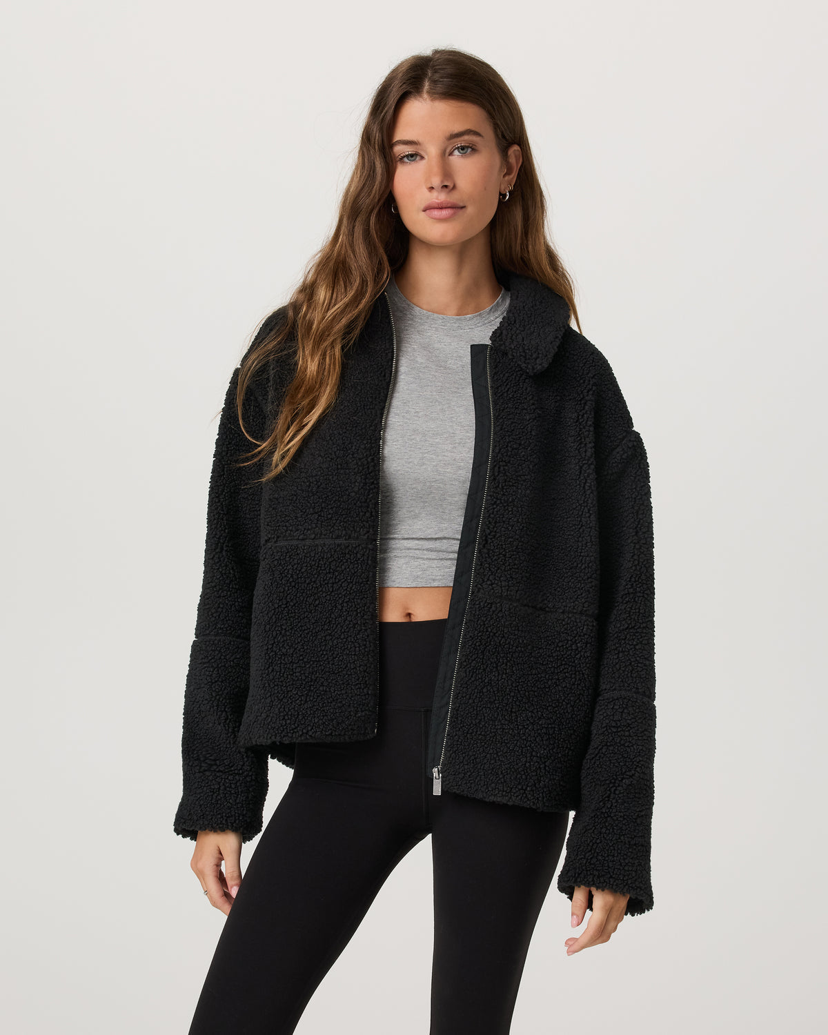 Lou Full Zip Jacket Women's Black Fleece Jacket | Vuori shop