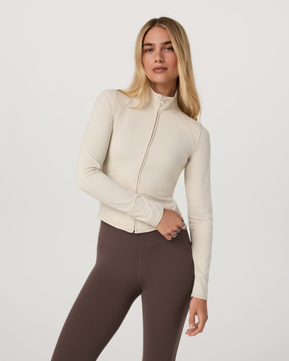 Vuori AllTheFeels™ Full Zip Women's Bone Fitness Jacket | Vuori online