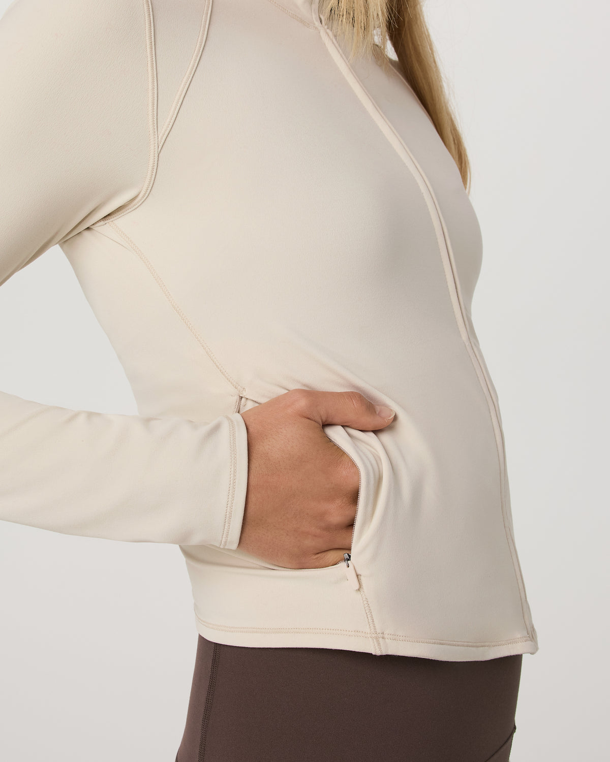 Vuori AllTheFeels™ Full Zip Women's Bone Fitness Jacket | Vuori online