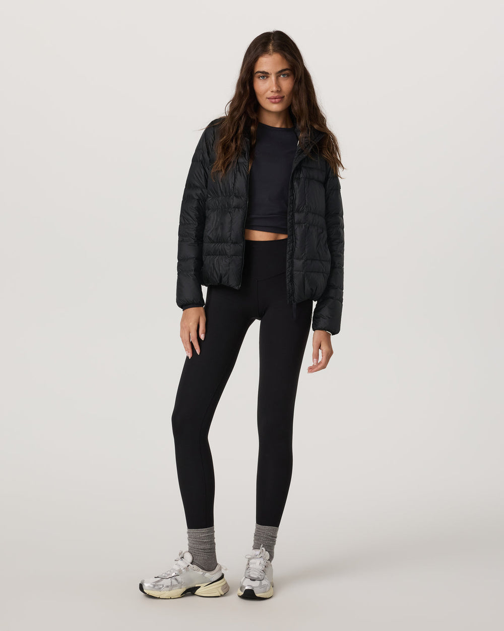Women's Coordinate Packable Down Jacket Black Zip Up | Vuori for sale