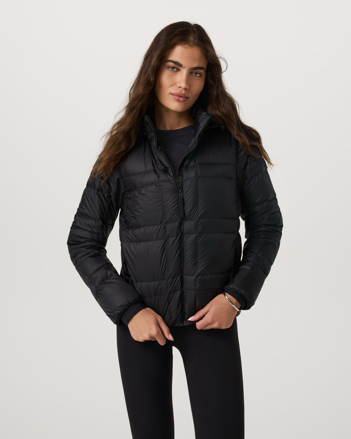Women's Coordinate Packable Down Jacket Black Zip Up | Vuori for sale