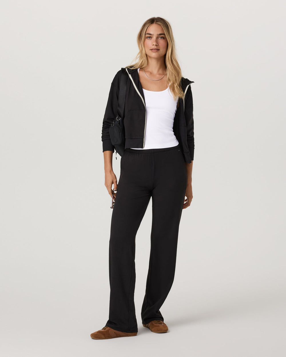 Halo Straight Leg - Long Women's Solid Black Pants | Vuori discount