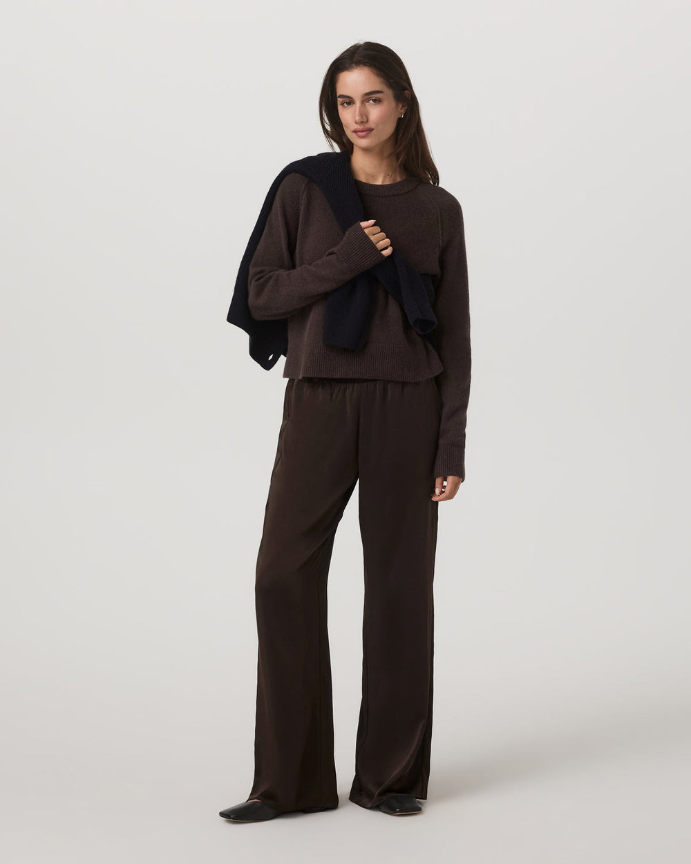 Nova Satin Wideleg Pant Women's Dark Java Pants | Vuori onsale