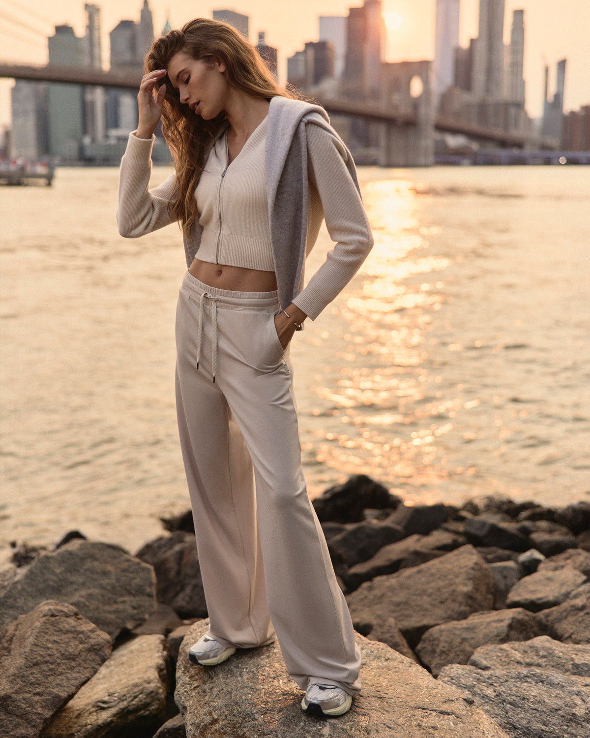 Halo Essential Wideleg Ecru Heather | Vuori online