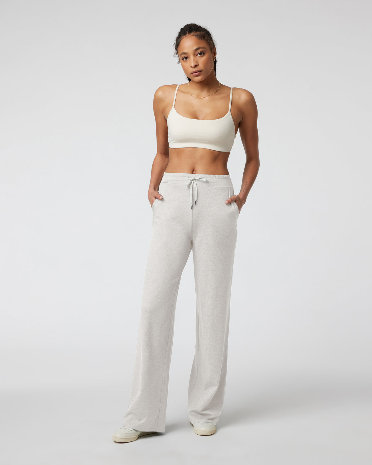 Halo Essential Wideleg - Long Ecru Heather | Vuori shop
