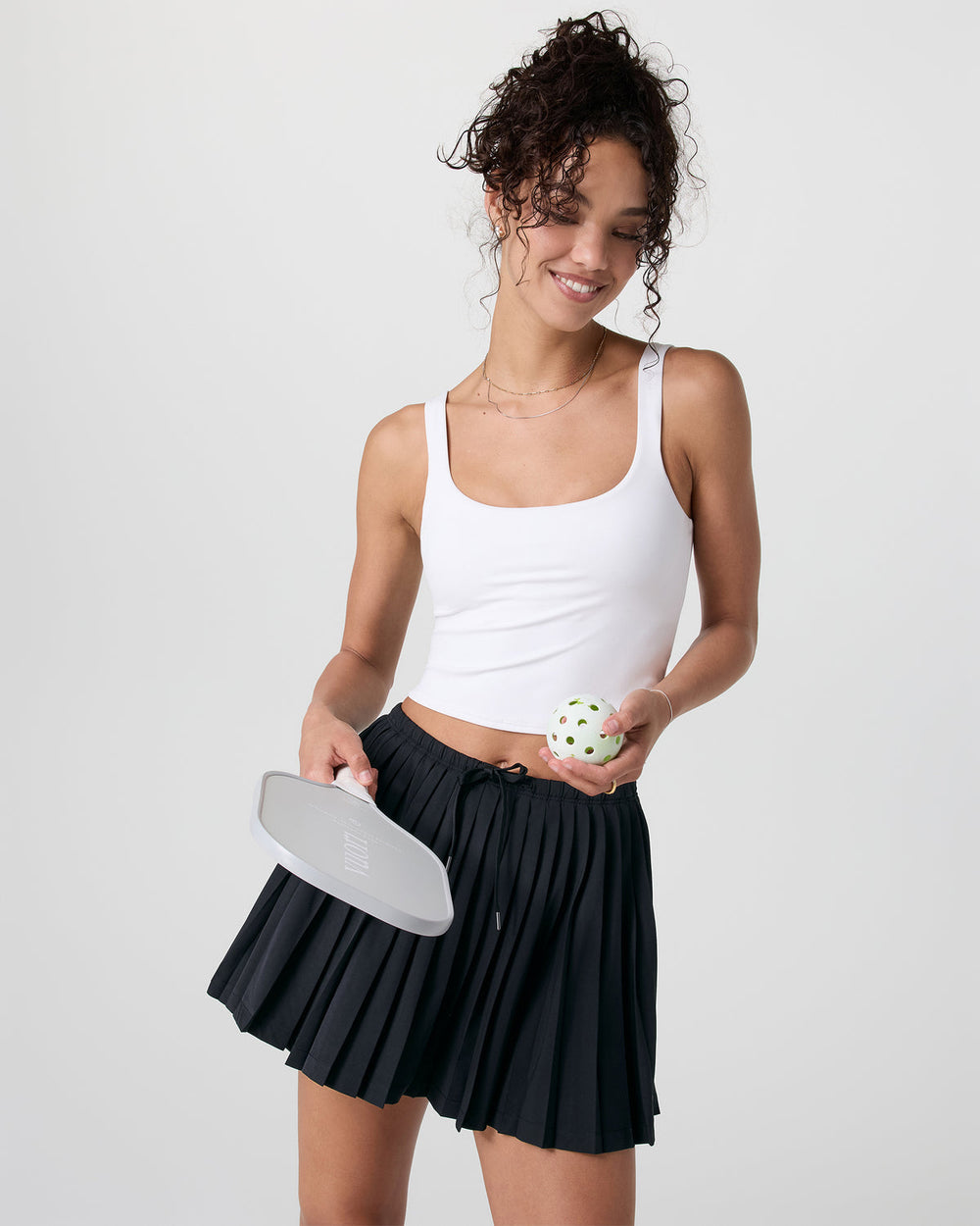 Clementine Pleated Skirt 15" Black | Vuori onsale
