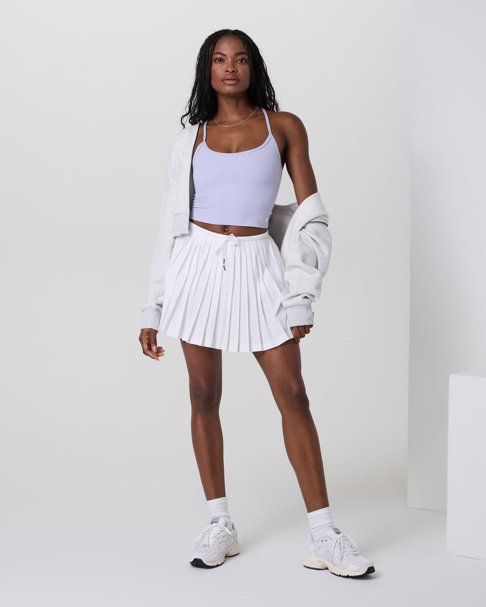 Clementine Pleated Skirt 15" White | Vuori outlet