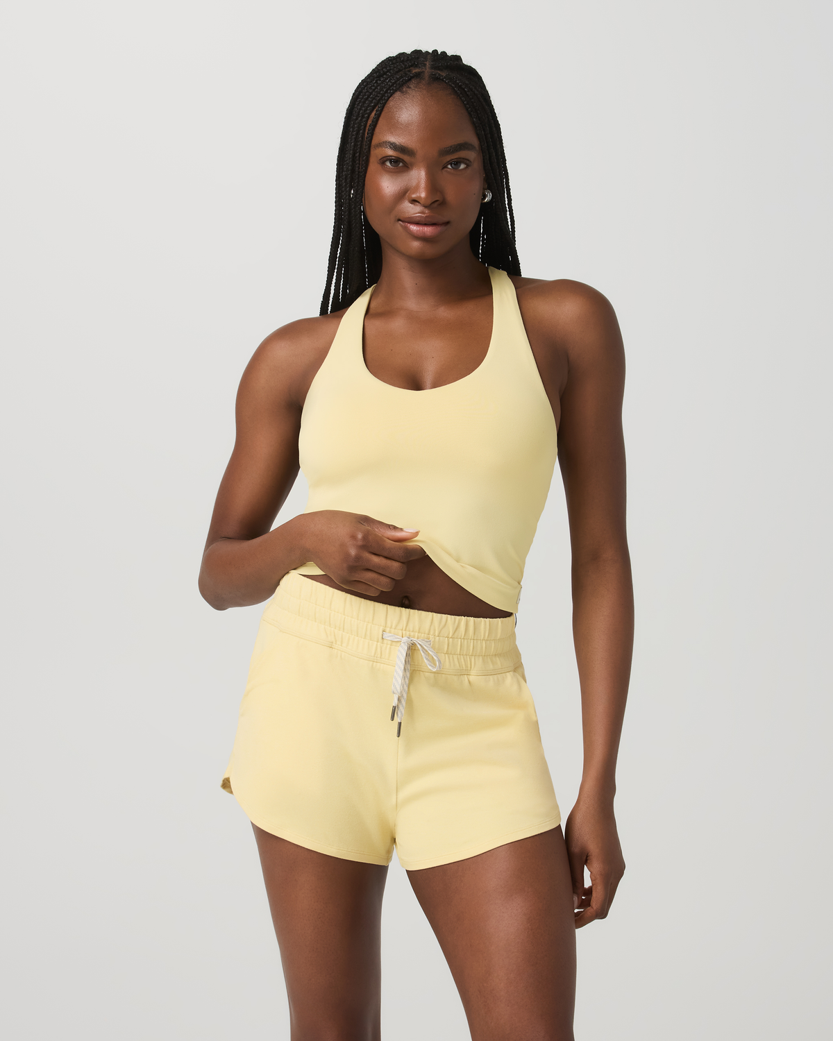 Halo Performance Crop Tank 2.0 Lemon Snap Heather Top | Vuori online