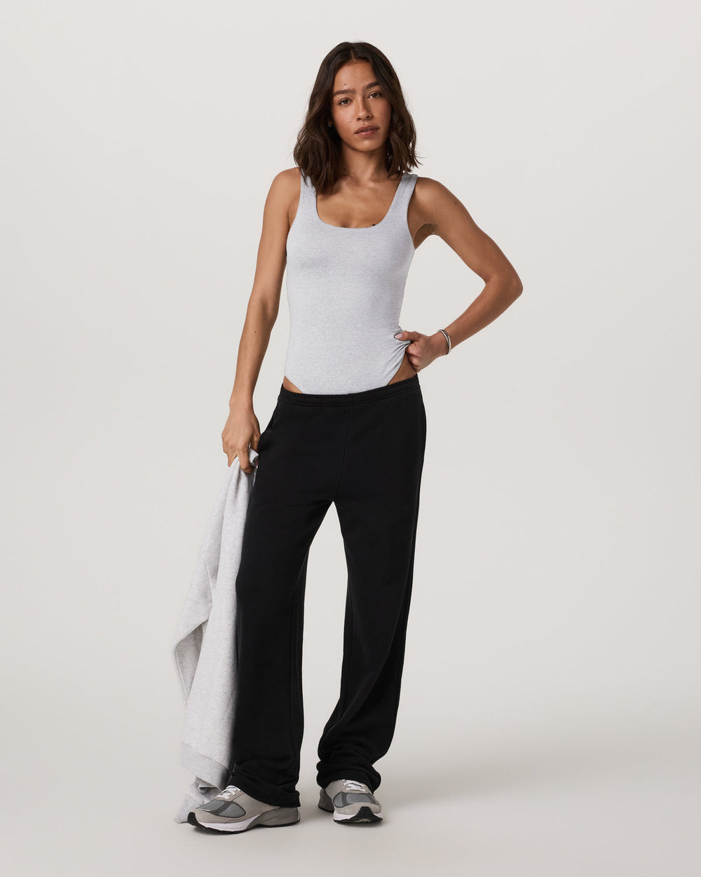 Sleeveless Halo Bodysuit Pale Grey Heather Bodysuit | Vuori for sale