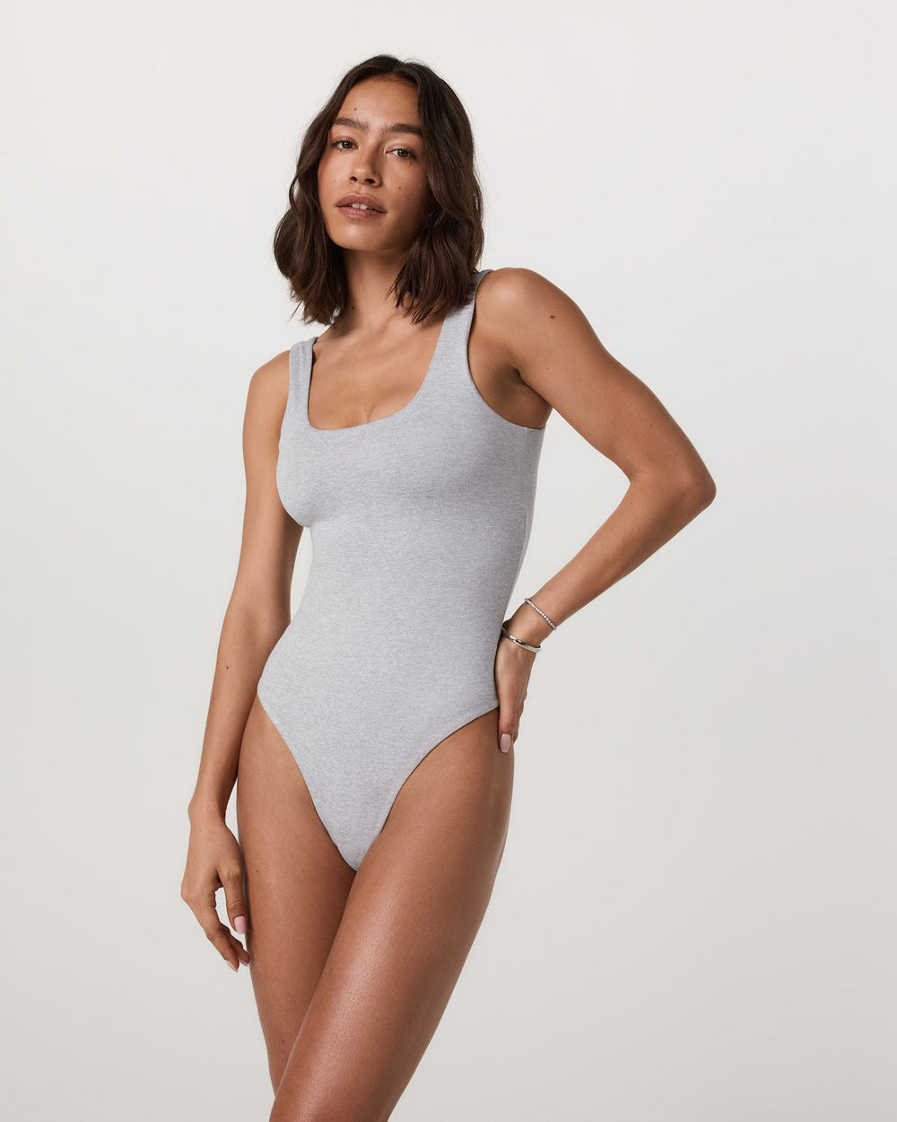 Sleeveless Halo Bodysuit Pale Grey Heather Bodysuit | Vuori for sale