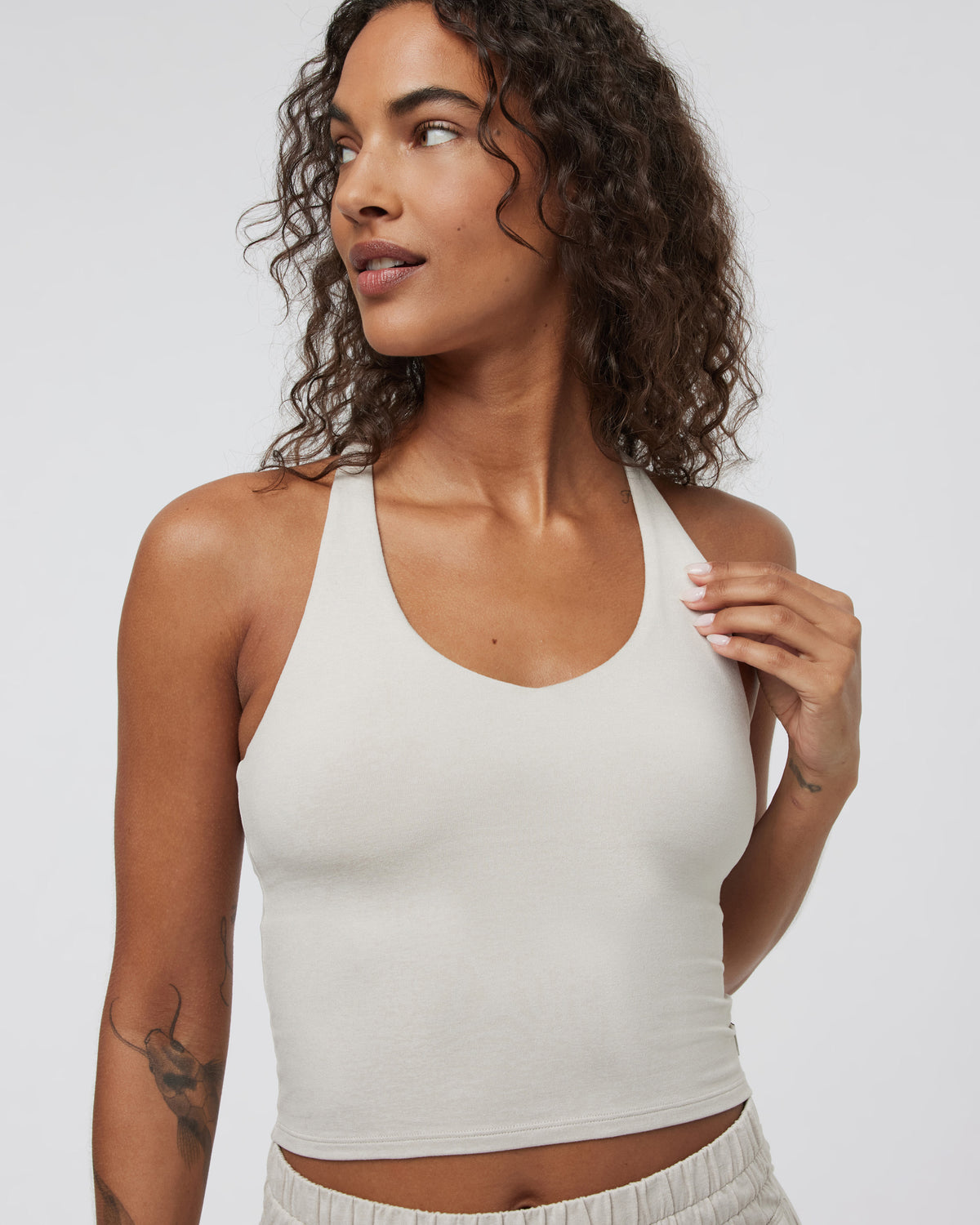 Halo Performance Crop 2.0 Ecru Heather Tank | Vuori for sale