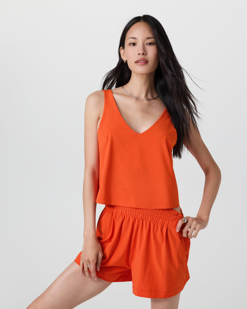 Villa Cropped Tank Bright Poppy | Vuori online