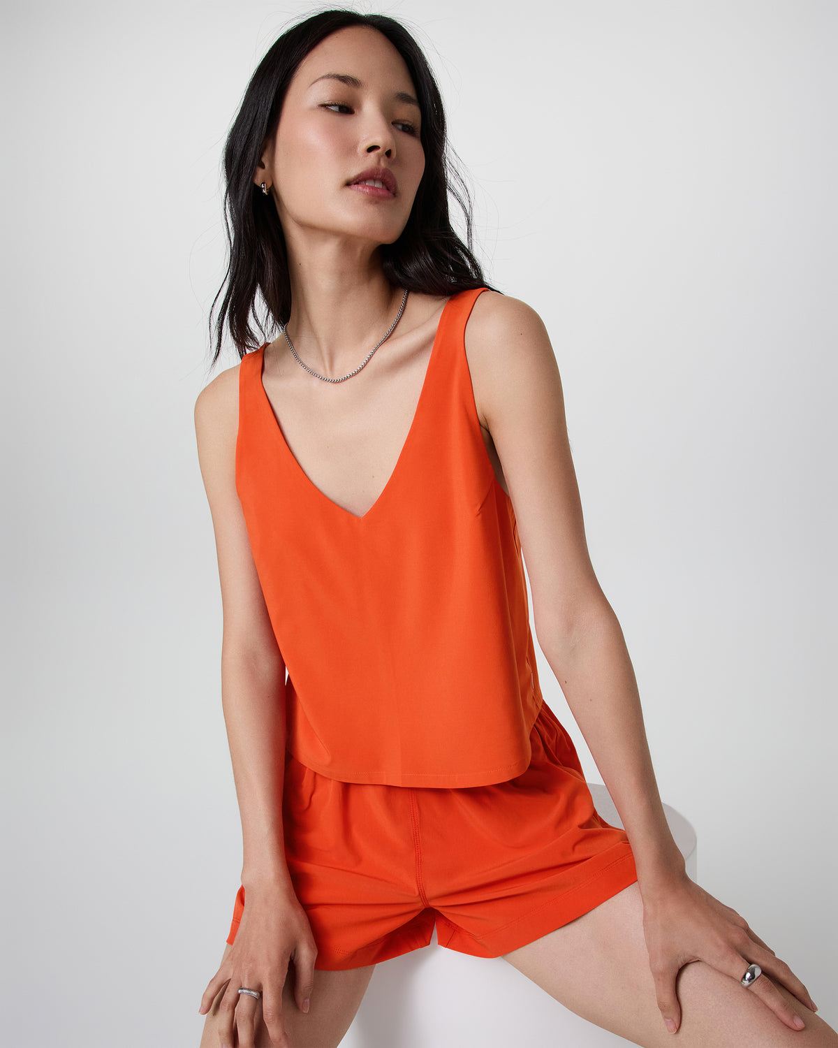 Villa Cropped Tank Bright Poppy | Vuori online