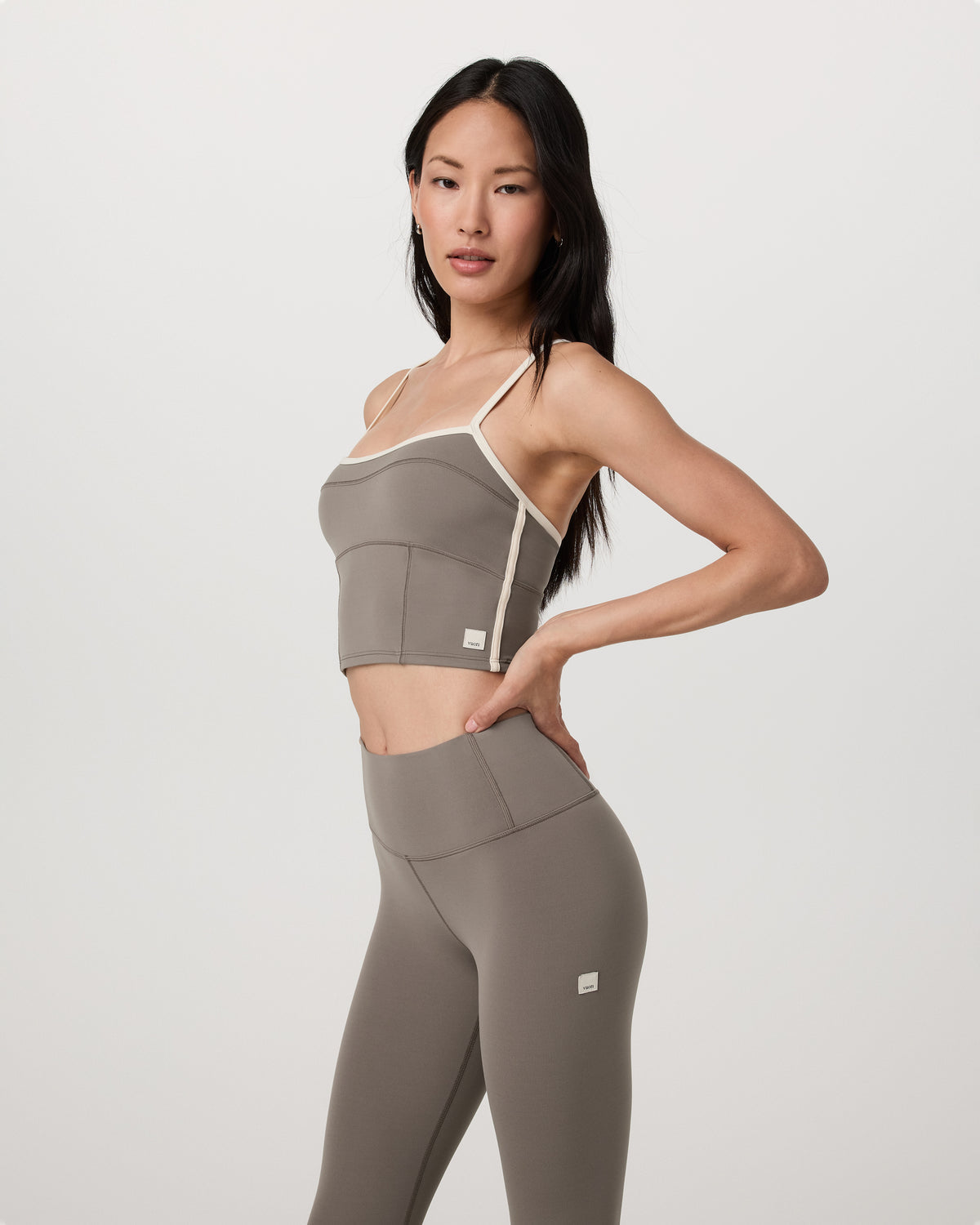 Vuori AllTheFeels™ Corset Tank Women's Smokey Taupe Top | Vuori for sale