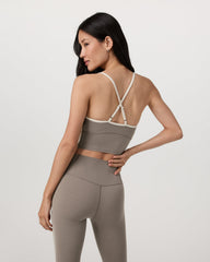 Vuori AllTheFeels™ Corset Tank Women's Smokey Taupe Top | Vuori for sale