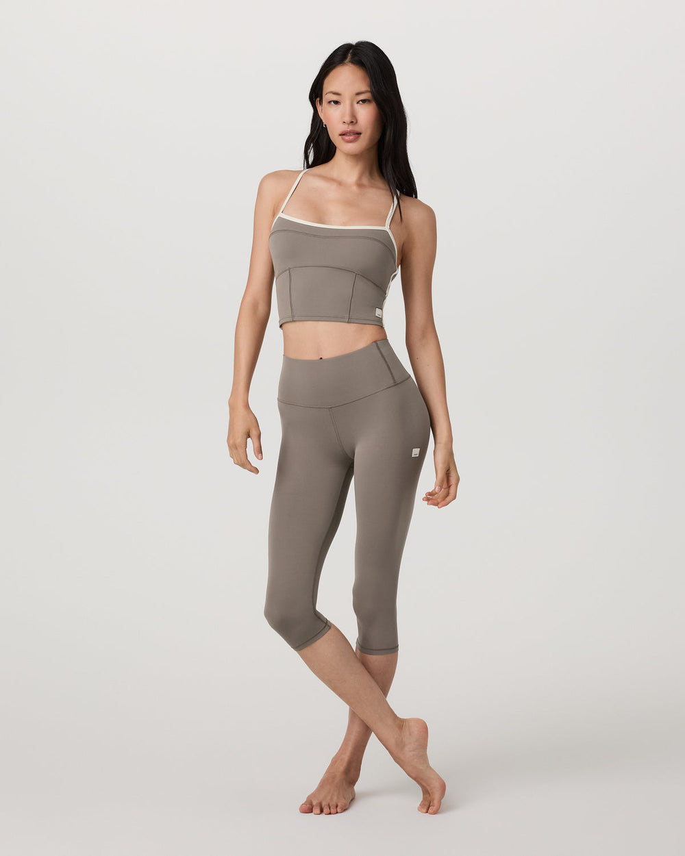 Vuori AllTheFeels™ Corset Tank Women's Smokey Taupe Top | Vuori for sale