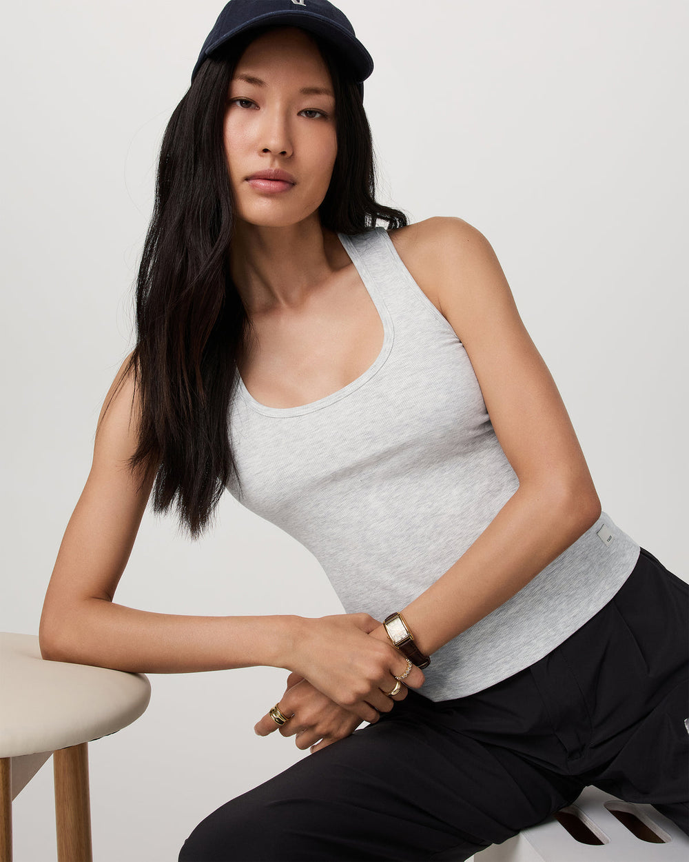 Pose Layering Tank Women's White Heather Grey Tank Top | Vuori outlet