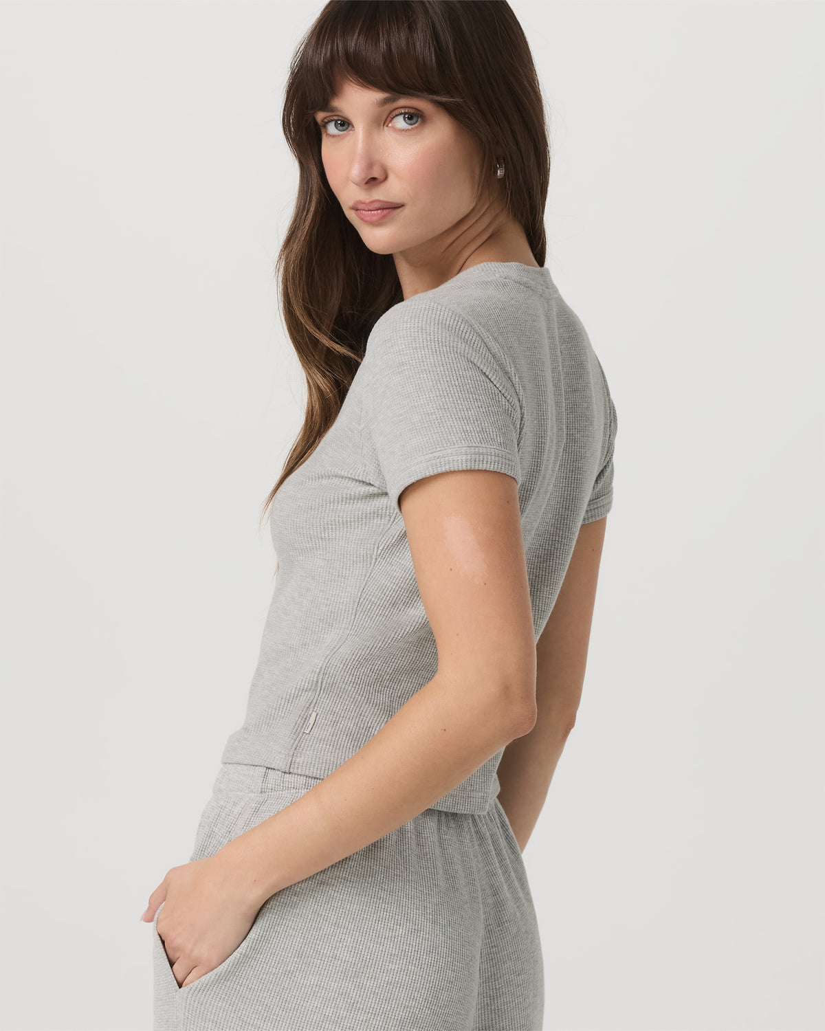 Women's Short Sleeve Waffle Baby Tee Light Heather Grey | Vuori shop