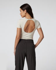 Short Sleeve Pose Bodysuit Milkweed Ribbed Bodysuit | Vuori discount