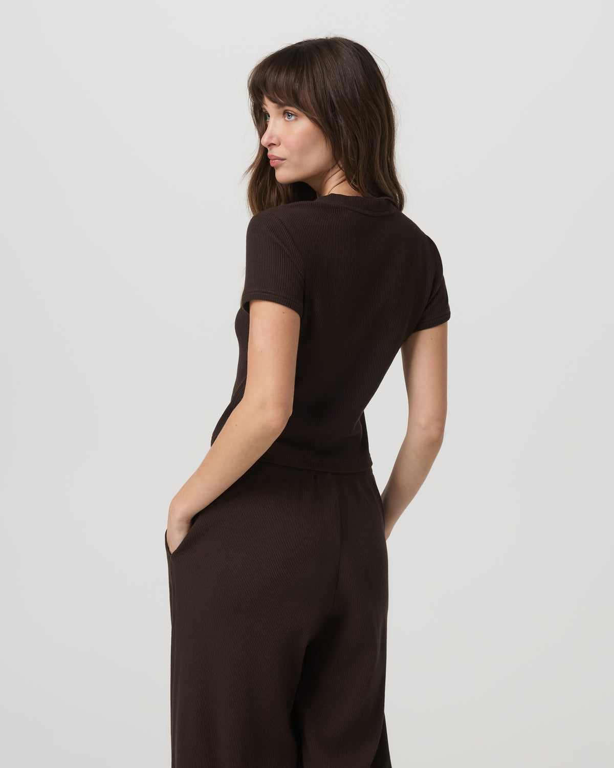 Short Sleeve Waffle Baby Tee Women's Dark Java T-Shirt | Vuori outlet