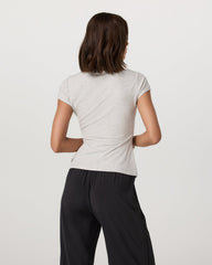 Women's Short Sleeve Pose Button Up White Heather Grey | Vuori discount
