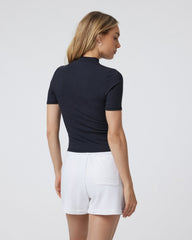 Short Sleeve Pose Mock Neck Black Ribbed Shirt | Vuori sale