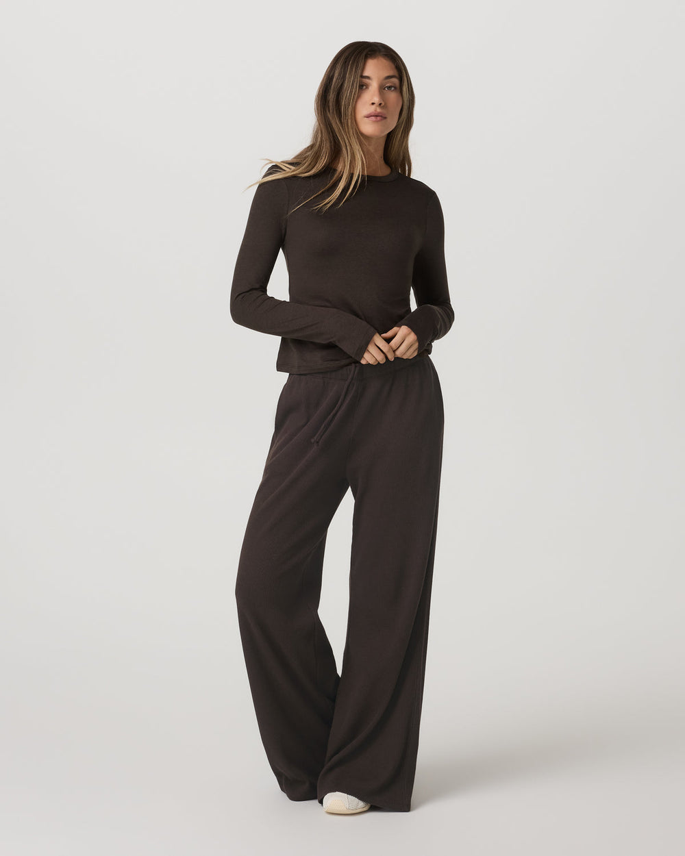 Long Sleeve Halo Essential Crew Tee Dark Java Heather | Vuori onsale