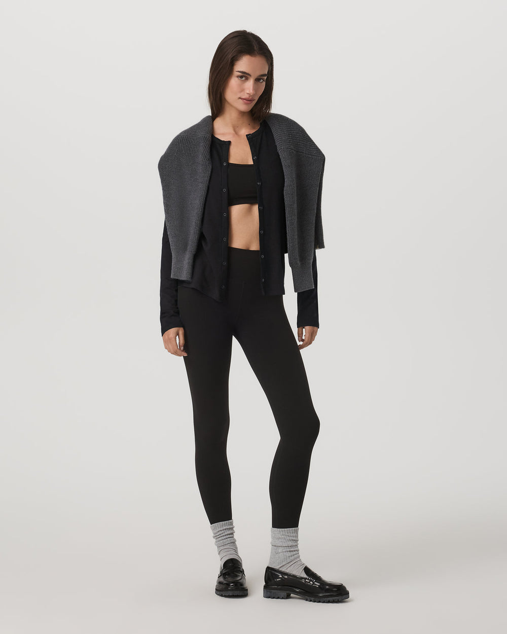 Women's Long Sleeve Halo Snap Cardigan Black Heather | Vuori sale