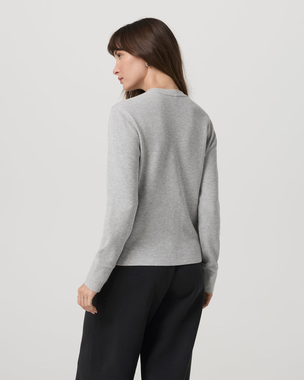 Long Sleeve Waffle Top Women's Light Heather Grey Tee | Vuori for sale