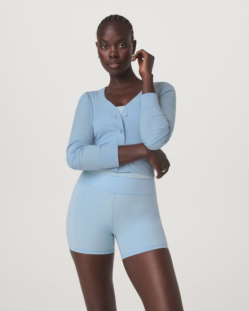 Long Sleeve Pose Mini Cardigan Women's Crystal Blue Top | Vuori online