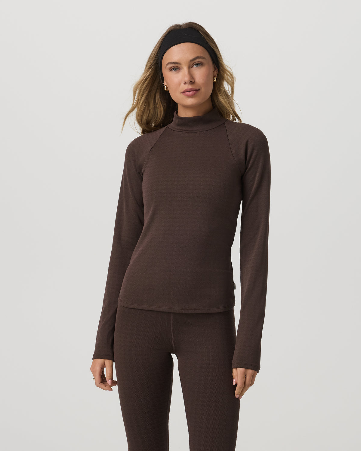 Long Sleeve Chilled Out Houndstooth Mock Java Houndstooth | Vuori shop